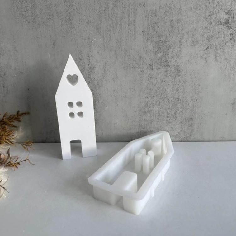 3 Pcs House with Window Silicone Mold DIY Scented Candle Mold House Resin Mould