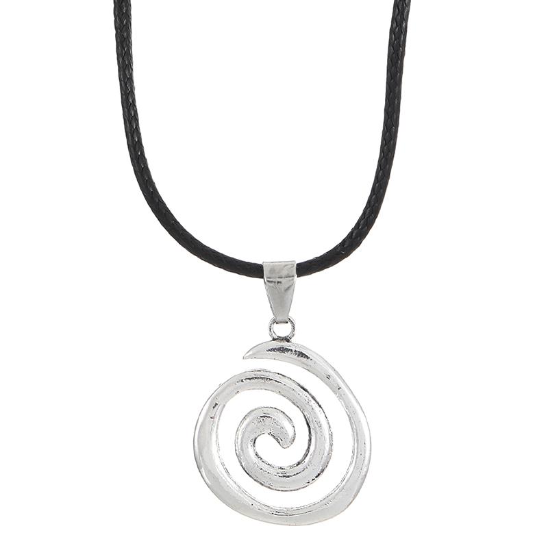 Vintage Spiral Vortex Pendant Hand-Woven Leather Rope Necklace For Women Unisex Boho Swirl Choker Necklace  Jewelry