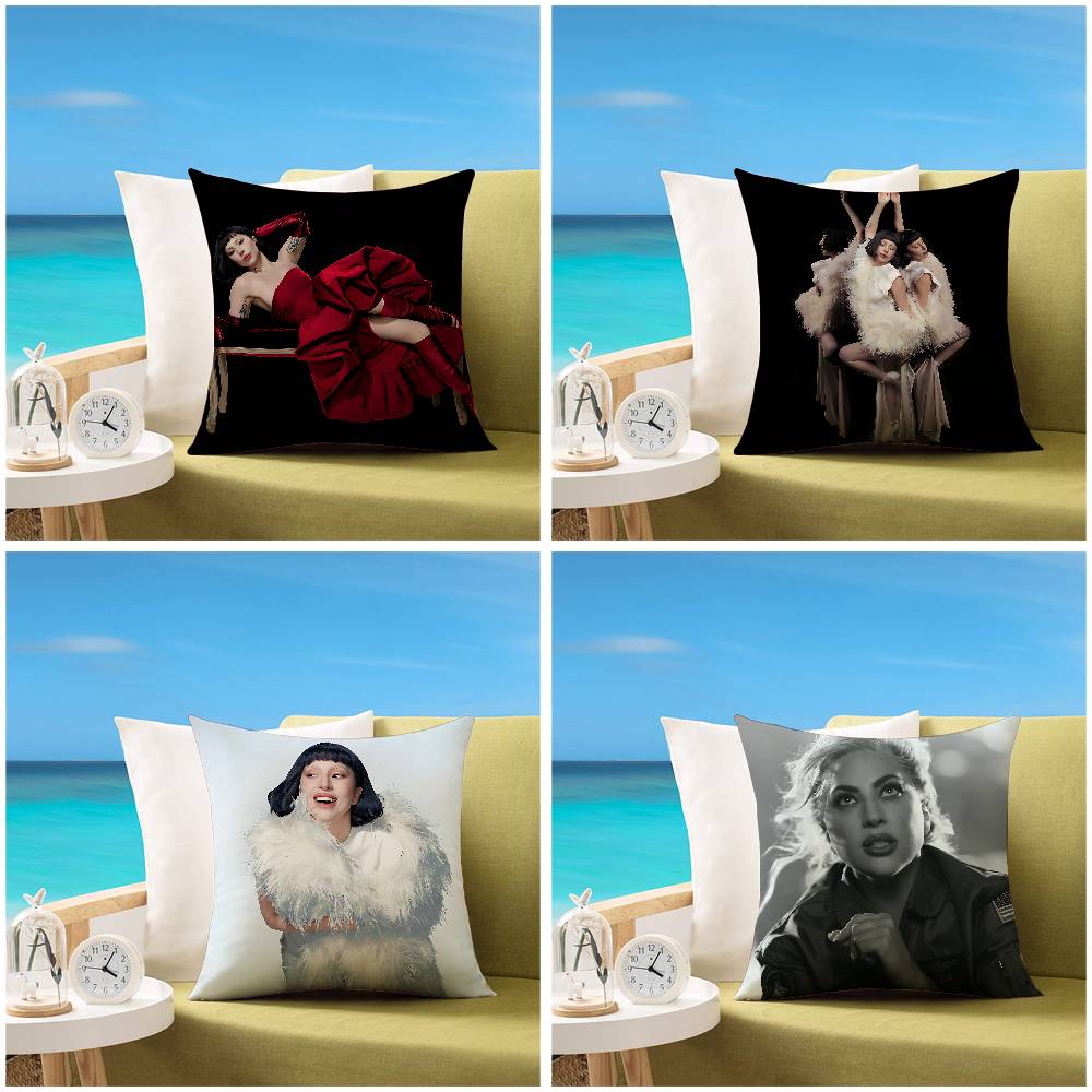 Tonnika Chen Unisex Cool L-Lady G-Gaga Pillow Case Cushion Cover Soft Cute Throw Pillow Case For Car Sofa Pillowcase Polyester With Zipper
