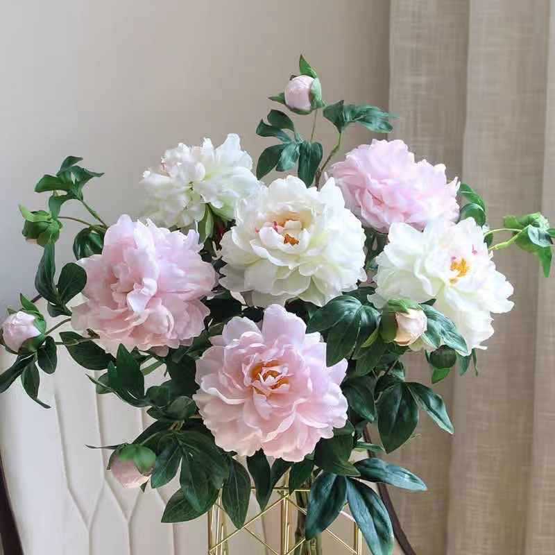 27.2 Inch Luxury Peony Artificial Flower for Home Decor Dining Room Table Photography Prop