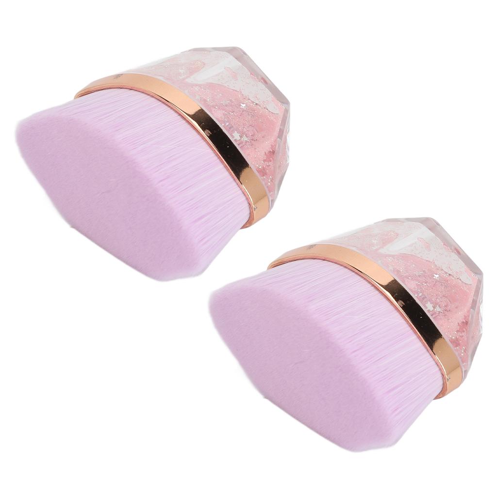 2 Pcs  Makeup Brush Purple Flat Top Rhombus Makeup Brush with Storage Box