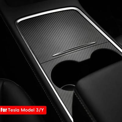 Car Central Console Cover For Tesla Model 3/Y 2021-2024 Interior Modification Face Lift Decor Adhensive ABS Plastic Moulded
