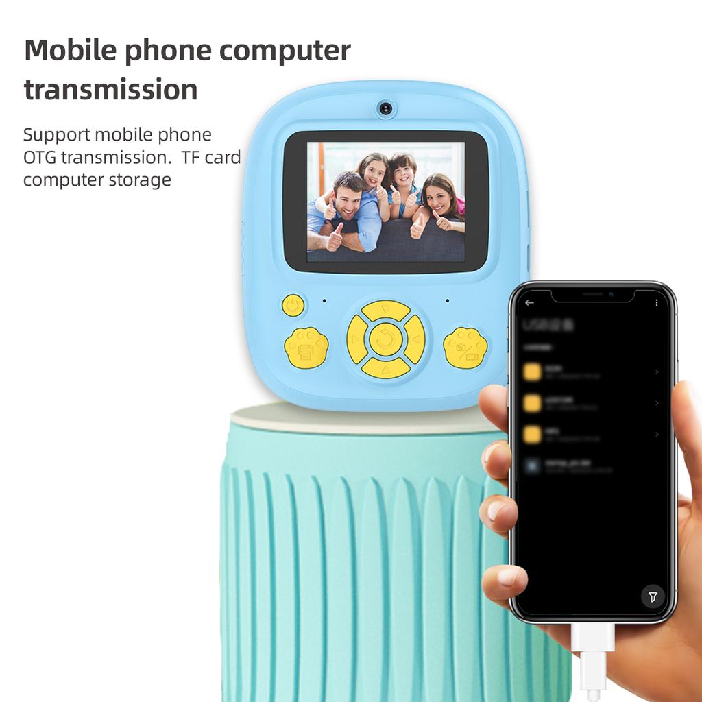 Kids Instant Print Camera Kids Digital Camera 1080P Digital Video Camera Dual Lens 2.4 Inch IPS