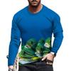 New Ocean Scenery Print Summer Men's Round Neck T-shirt Casual Long Sleeve Oversized T Shirt Fashion Pullover Trend Men Clothing