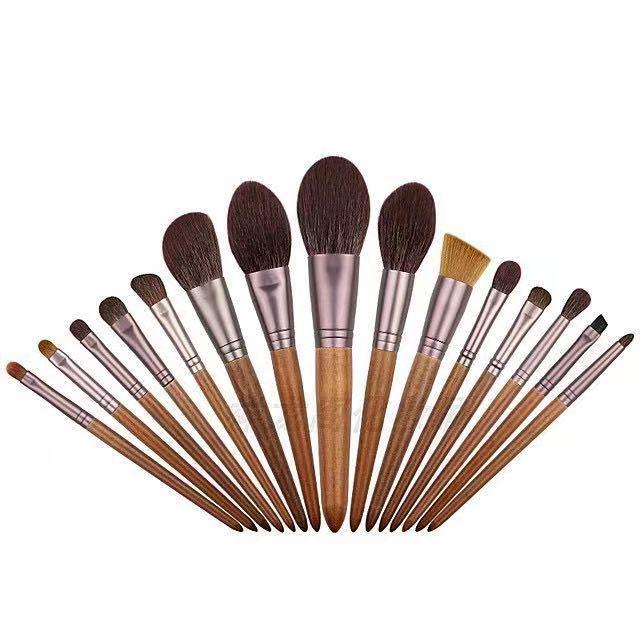 Luxury Animal Hair Makeup Brush with Beechwood Handle - Powder, Blush, Eyeshadow, Detail Brushes