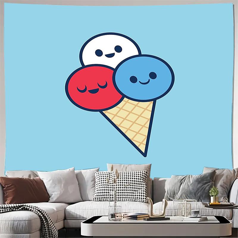 

Ice Cream Tapestry Wall Hanging Aesthetic Room Decor Dorm Wall Art Cute Dessert Cartoon Backdrop Home Decoration Gift 74x94cm(29x37in)