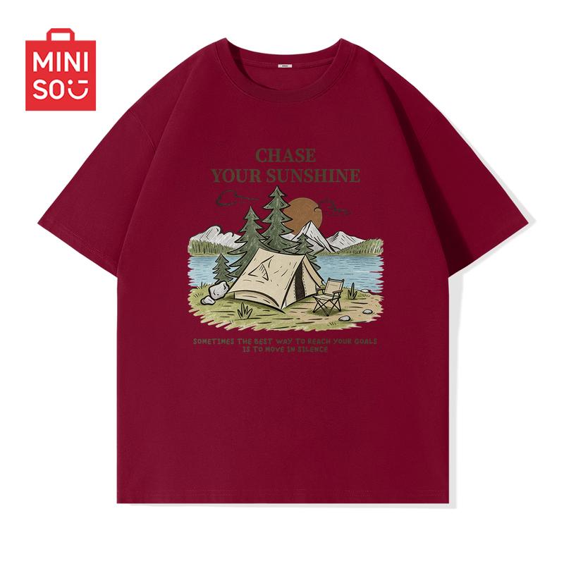 MINISO Men's Summer Loose Fit Crew Neck T-Shirt