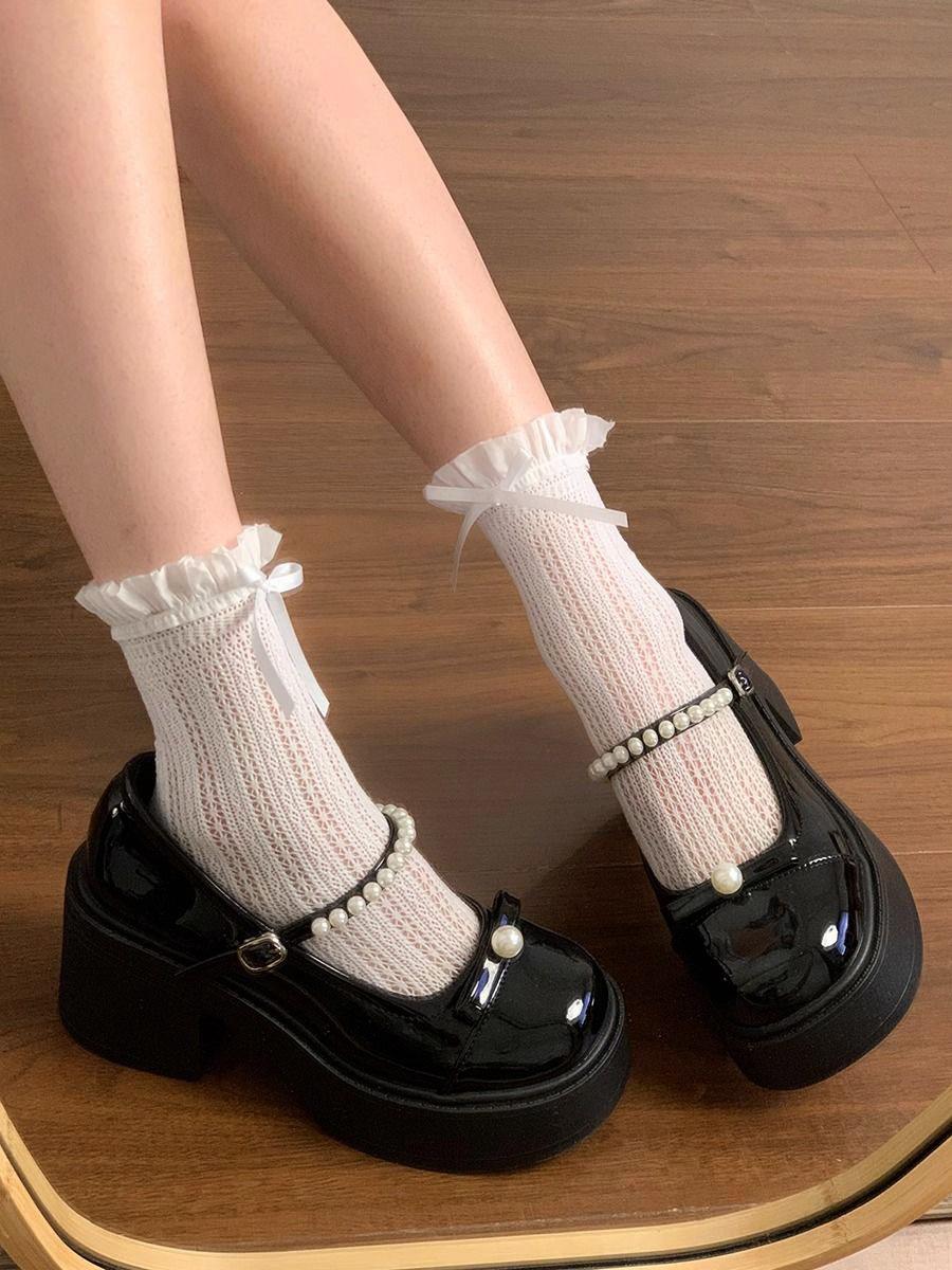 

Французские туфли Мэри Джейн на толстой подошве в стиле Сяосянфэн, женские, лето 2024, новые, увеличивающие рост, юбочные, милые и крутые, на толстом каблуке, из маленькой кожи 35