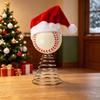 Sports Ball Christmas Tree Top Ornament, Spring Mounted Santa Hat Style for Indoor Holiday Party Tabletop Shelf Display