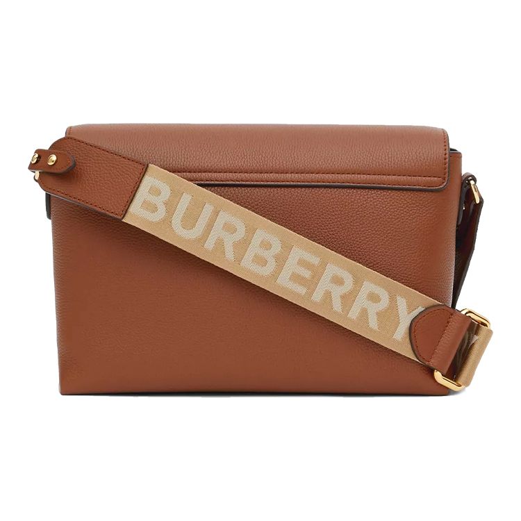 Burberry Vintage kostkovaná crossbody taška s koženými detaily, zlatými doplňky a popruhem s logem pro každodenní použití