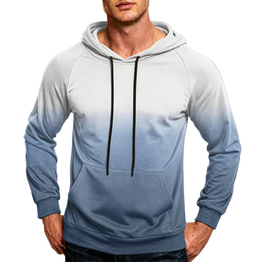 Men's Color Loose Fit Casual Hoodie with Pocket and Drawstring