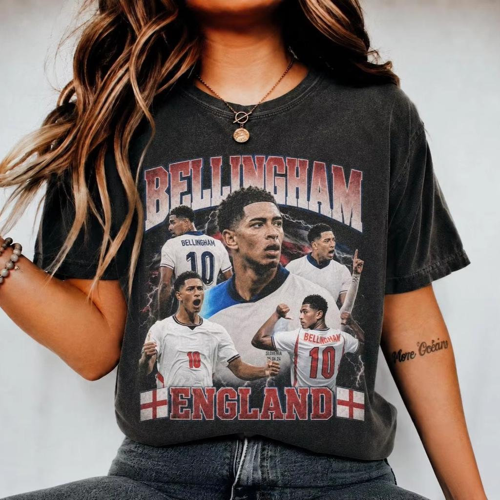 2026 Summer Hot Sale Jude Bellingham Vintage T-shirt Unisex Y2K Gothic Cotton Oversized T-shirt Hip Hop Round T-shirt