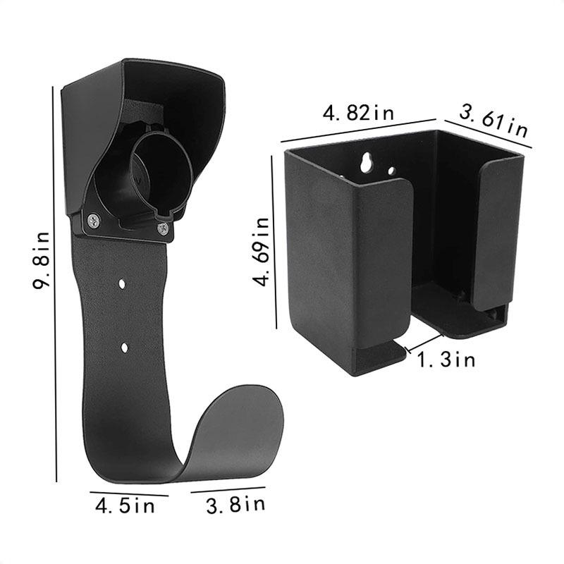EV Charger Holder Set Charging Box Holder and Wall-Mount Connector Nozzle Holster Dock with J-Hook for SAE J1772 Electric Car