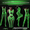 Linlinting Plus Size Glow-in-the-Dark Fishnet Bodystocking with Luminous Bandeau and Socks