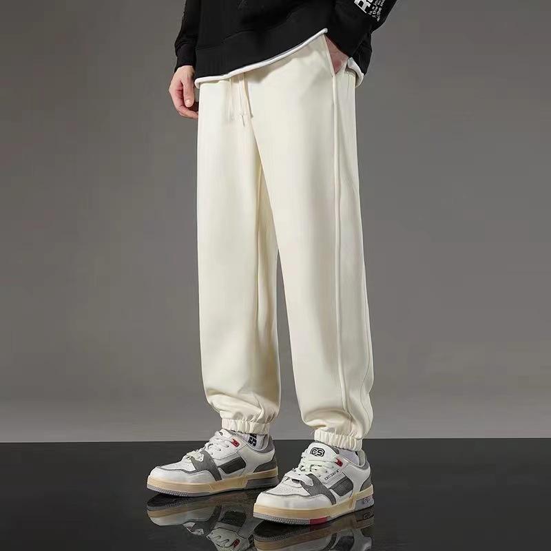Men's Spring and Autumn Four Seasons Models Lace-up Loose Solid Colour Casual Sweatpants Durable Simple Leggings