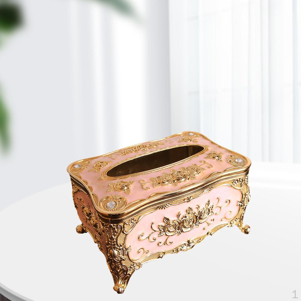 Acrylic Tissue Rustic Three-Dimensional Retro Rectangular Napkin Holder for Bars Bedrooms Living gold pink