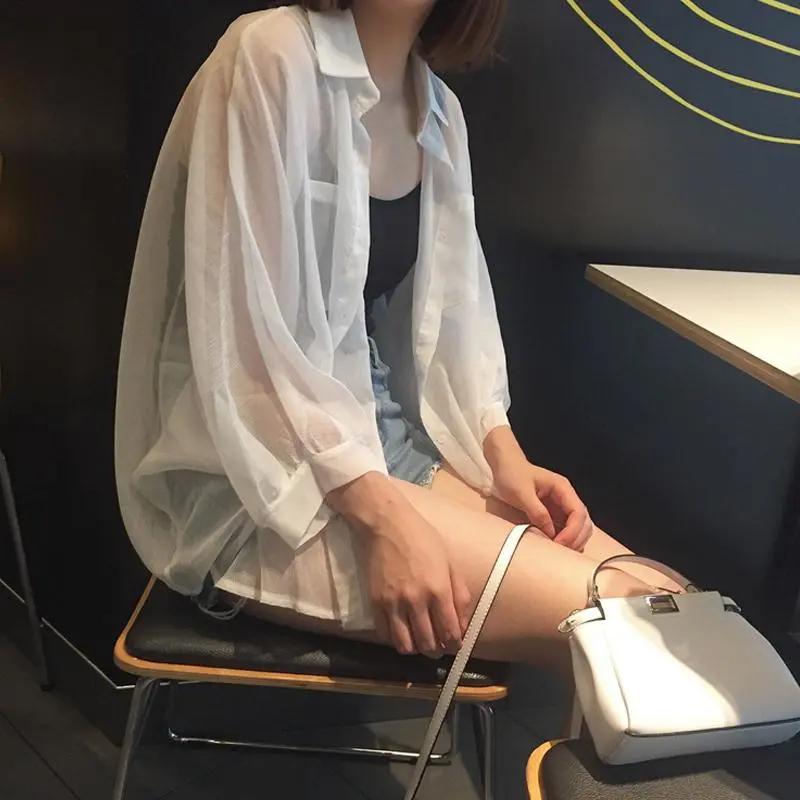 Women's Thin Loose Female Chiffon Sun Protection Clothing Cardigan Shawl Women's Shirt