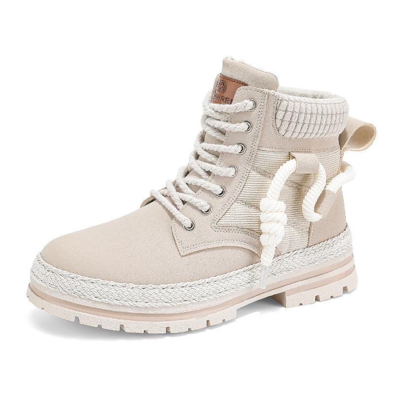 

Весенне-осенняя модная мужская обувь на соломенной подошве, высокие ботинки на шнуровке, на толстой подошве, рабочие ботинки, мужские ретро повседневные трендовые ботинки 1736- 44