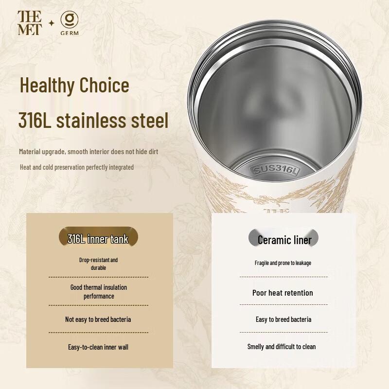 Gemi 316 Stainless Steel Insulated Coffee Mug with Straw