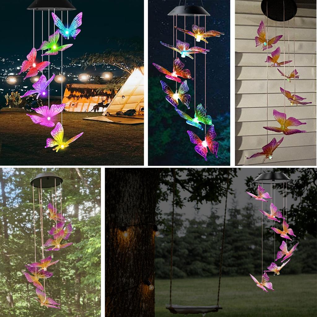 Solar Wind Chime Lamp LED Hummingbird Hanging Lamp Butterfly Lamp Outdoor Decorative Lamp Festival Atmosphere Landscape Lamp