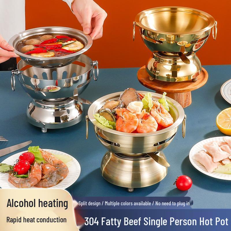 304 Stainless Steel Single-Serving Hot Pot for Shabu Shabu