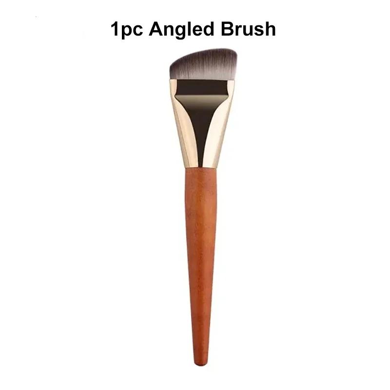 Ultra-Thin Foundation Brushes Flat and Angled Flawless Concealer Brush Wooden Handle Soft Hair Thin Face Contour Makeup Brushes