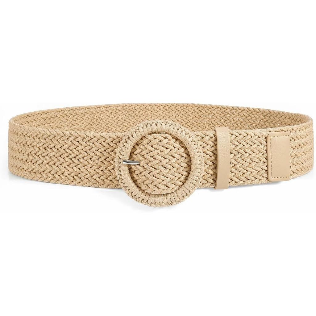 WHIPPY Breiter Geflochtener Gürtel für Damen Rattan Geflochtener Taillengürtel Mode Boho Stroh Raffia Gürtel für Kleider