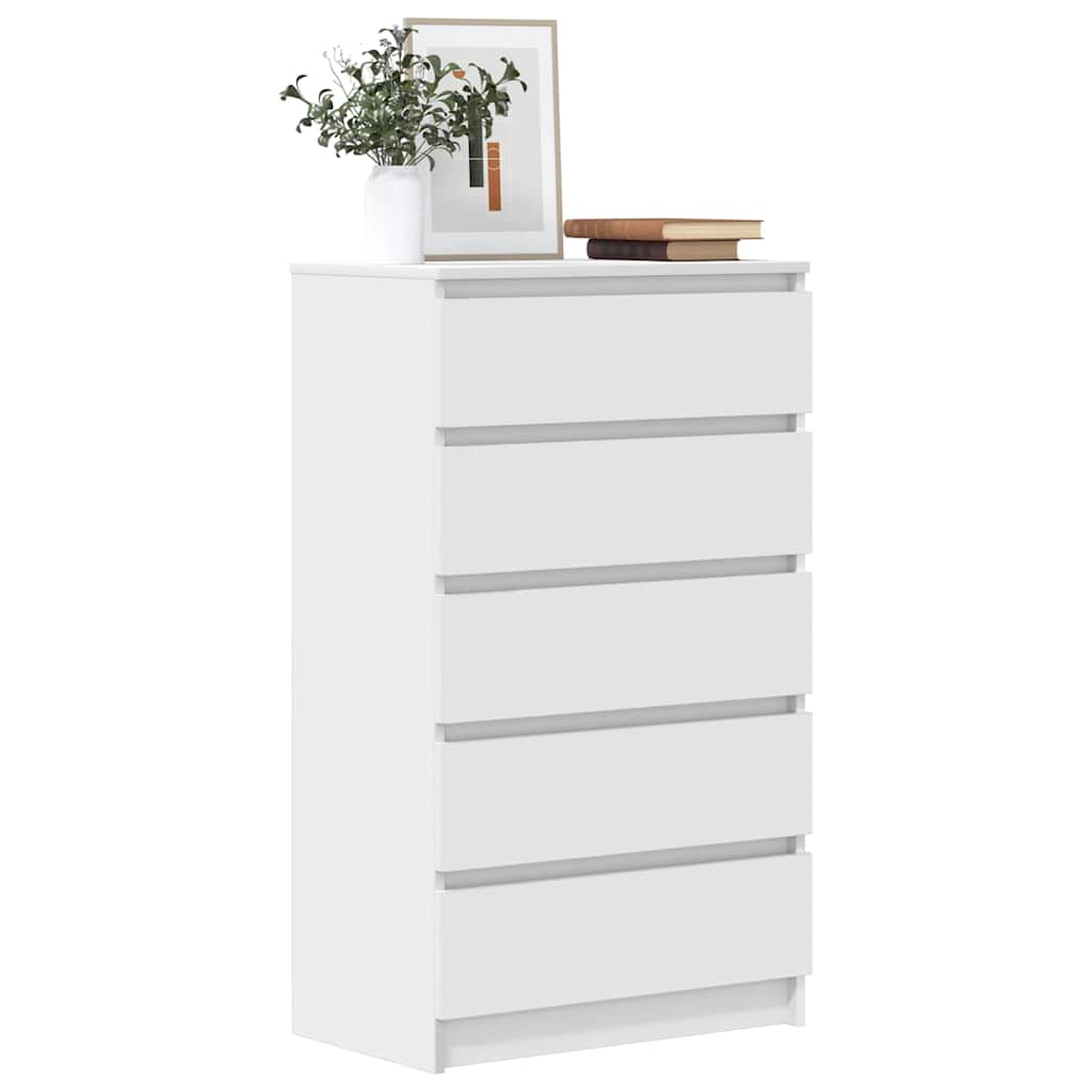 White Drawer Cabinet 60 x 36 x 103 cm Engineered Wood