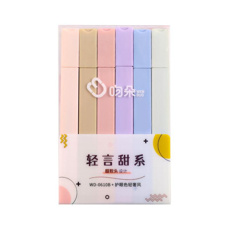 Kawai stationery Morandi color soft head highlighter light  fluorescent marker pen student marker set Office School Supplies