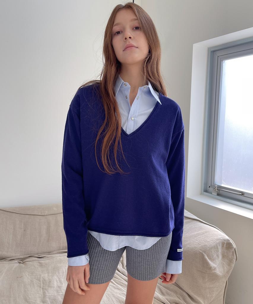RAVEROUS Rolling Deep V-Neck Knit_Purple Navy