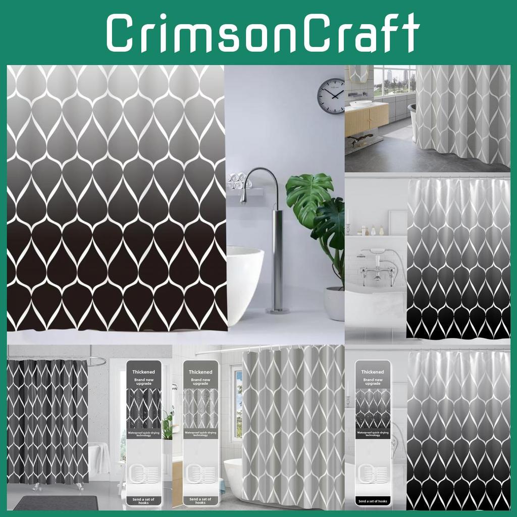 Weighted Curtains Shower Mould Proof Resistant Grey Black Shower Machine Curtain