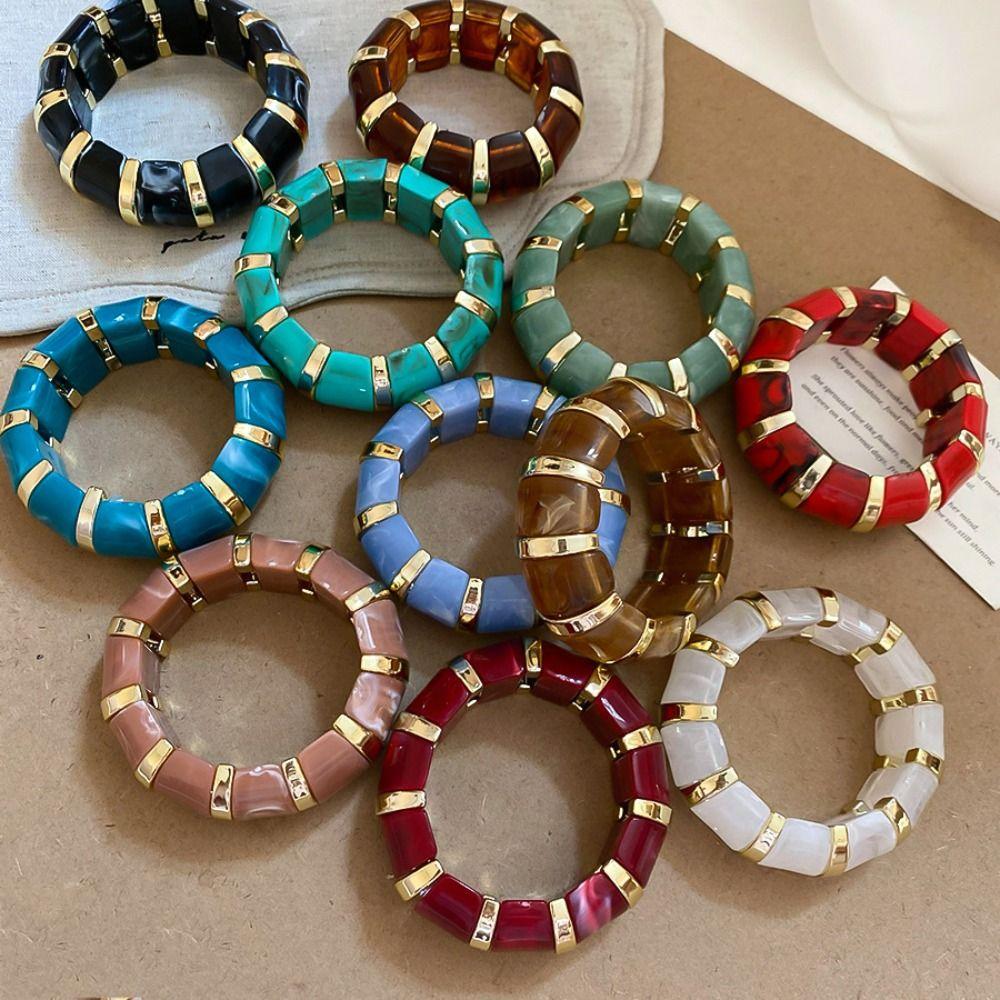 Resin Acrylic Bangle Europe American Style Exaggerated Bracelet Exaggerated Elastic Bracelet  Gift