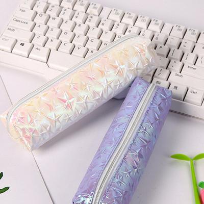 Cute Kawaii Laser 3D Star Pencil Case High Capacity Pen Bags Cute Pencil Bags For Girls Gift School Supplies Korean Stationery