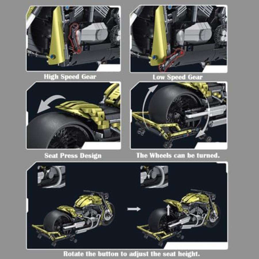 1:5 Scale Motorbike Building Blocks Model with Over 2400 Pieces Advanced LightUp Feature Realistic Design for and Adults Compat