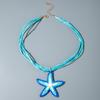 Cross Border Bohemian Style Blue Lafite grass starfish pendant necklace Women Jewelry Beach Style Fake Dopamine Necklace