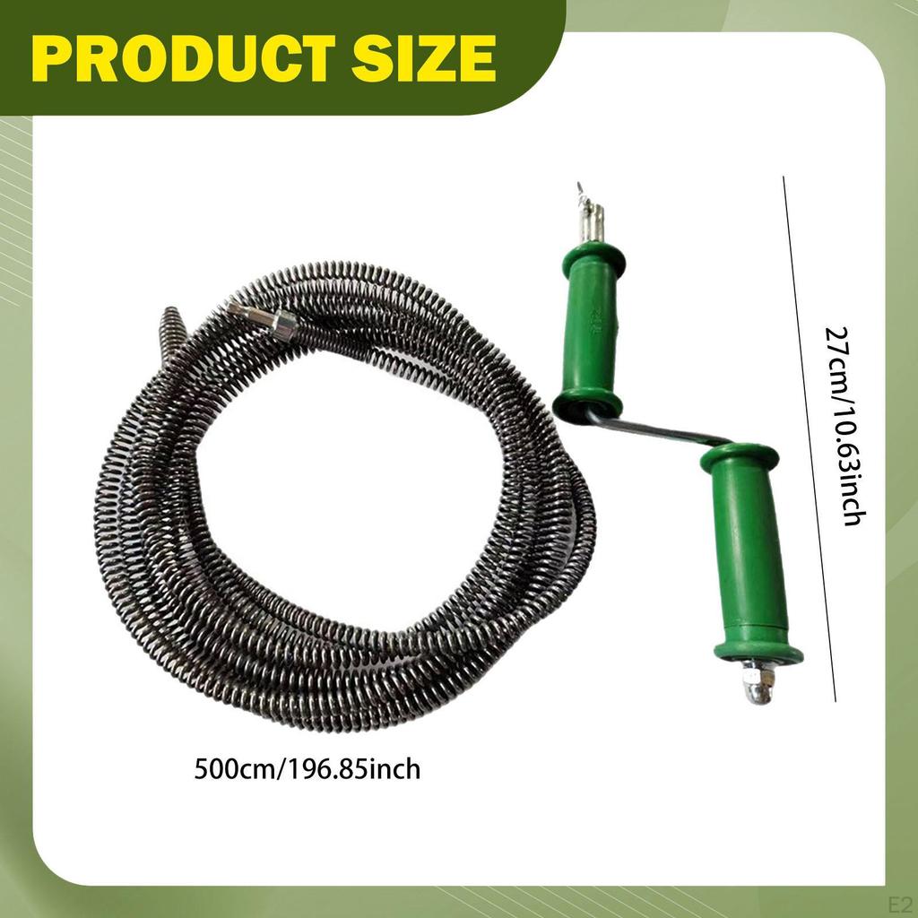 Cable equipped with Hand Crank Drain Auger Cleaner Plumbing Snake Hair Removal Tool spring