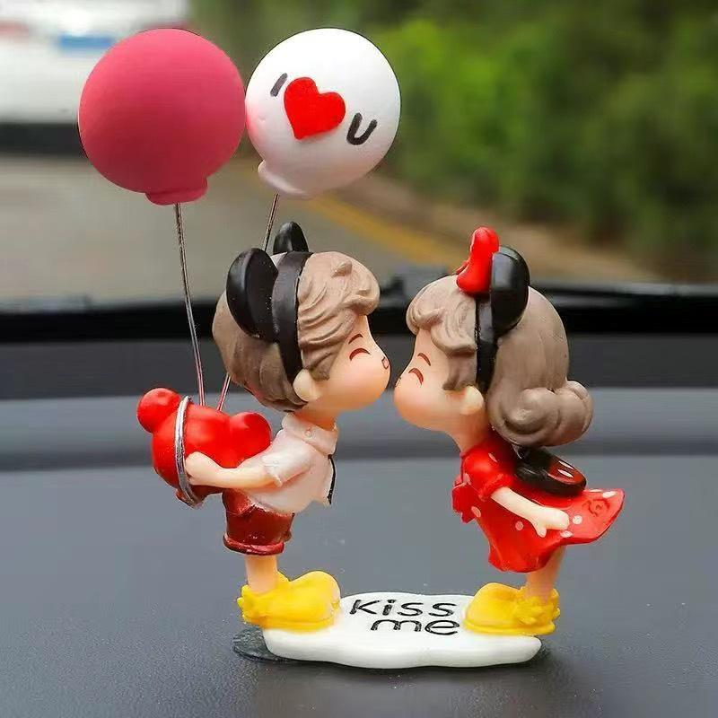 Adorable Car Couple Ornaments - Cute Interior Center Console Decor & DIY Desktop Accessories