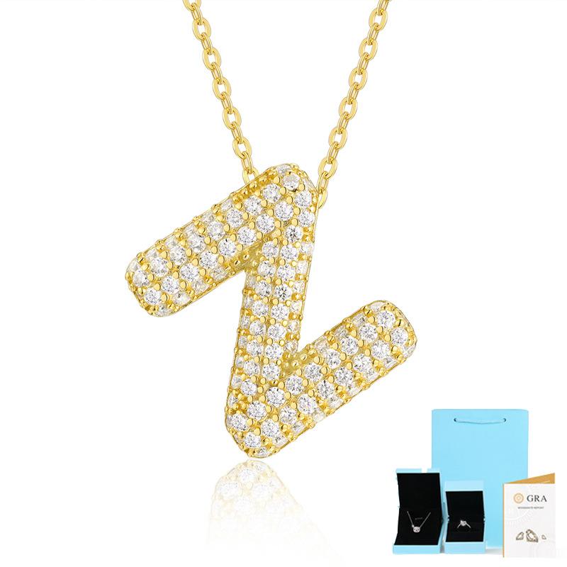 Letter Pendant Necklace 925 Silver Plated 18K Gold Collarbone Chain Fashionable Versatile Moissanite Chain