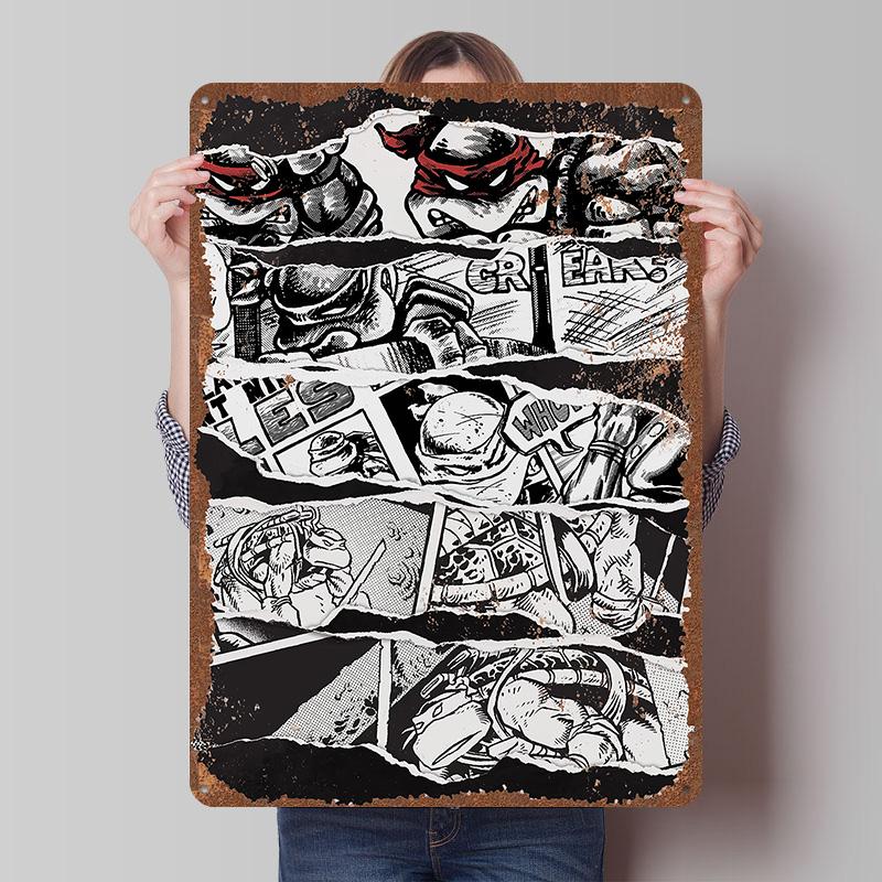 TMNT Tinplate Posters Customizable Wall Art Retro Vintage Metal Tin Signs for Bedroom Decoration Gaming Home Decor Accessories