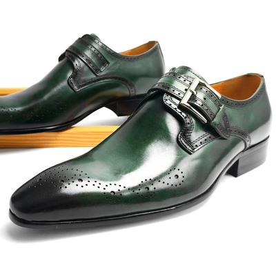 Fashion New Men Brogues Leather Shoes Metal Buckle Adjustable Loafer Shoe Male Higher Quality Fashion Social Youth Party Formal Shoes