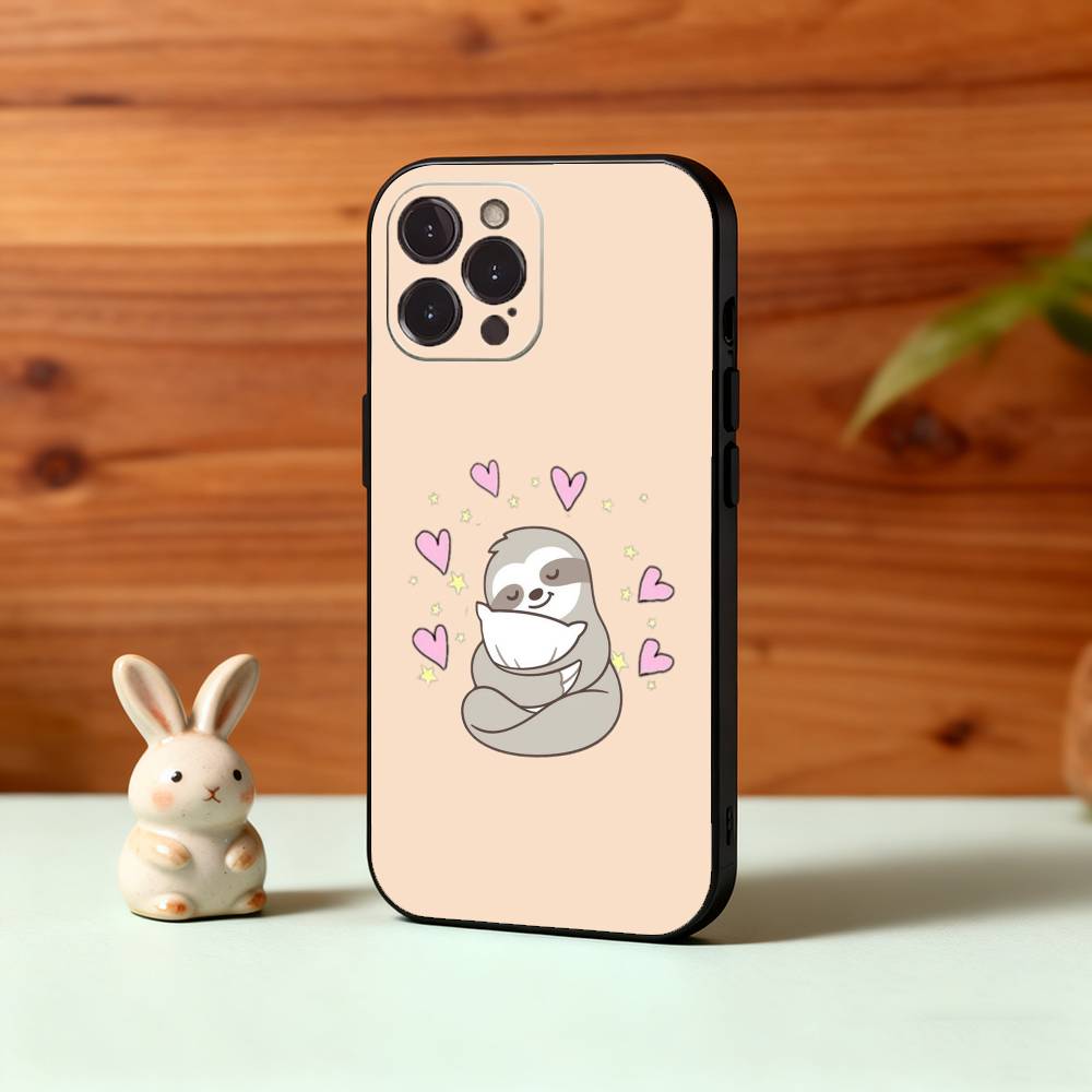 Animal Cute Cartoon Sloth Phone Case For iPhone17,16,15,14,13,12,Plus,Pro Max, 5G Others Soft Black Cover