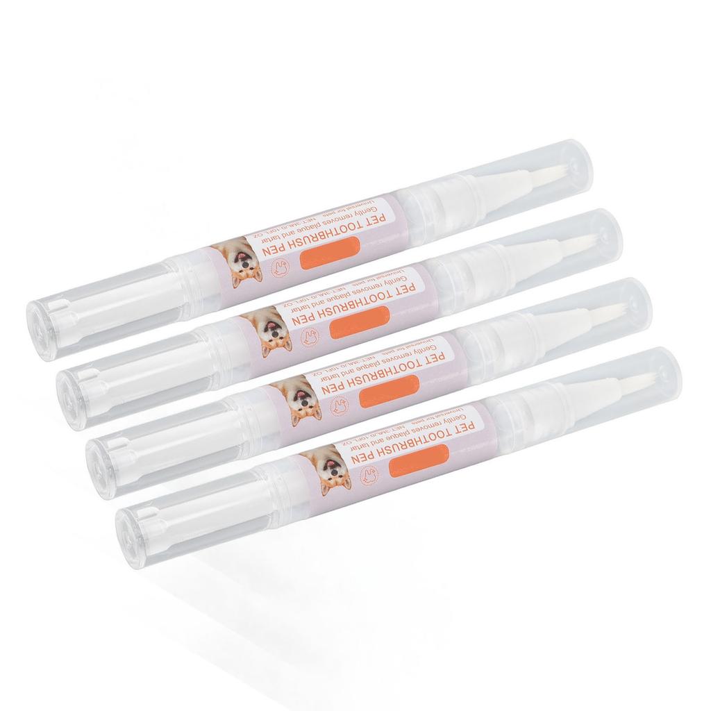 3ml 4pcs Pet Toothbrush Pen Dog Teeth Cleaning Pen Tartar Plaque Cleaning Bad Breath and Odor Removing Teeth Cleaning