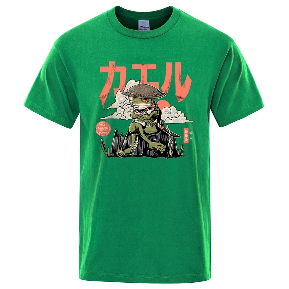 The Last Frog Samurai Anime Print T Shirts Casual Breathable Tshirts Fashion O-Neck Shirts Oversized Cotton Short Sleeve Top