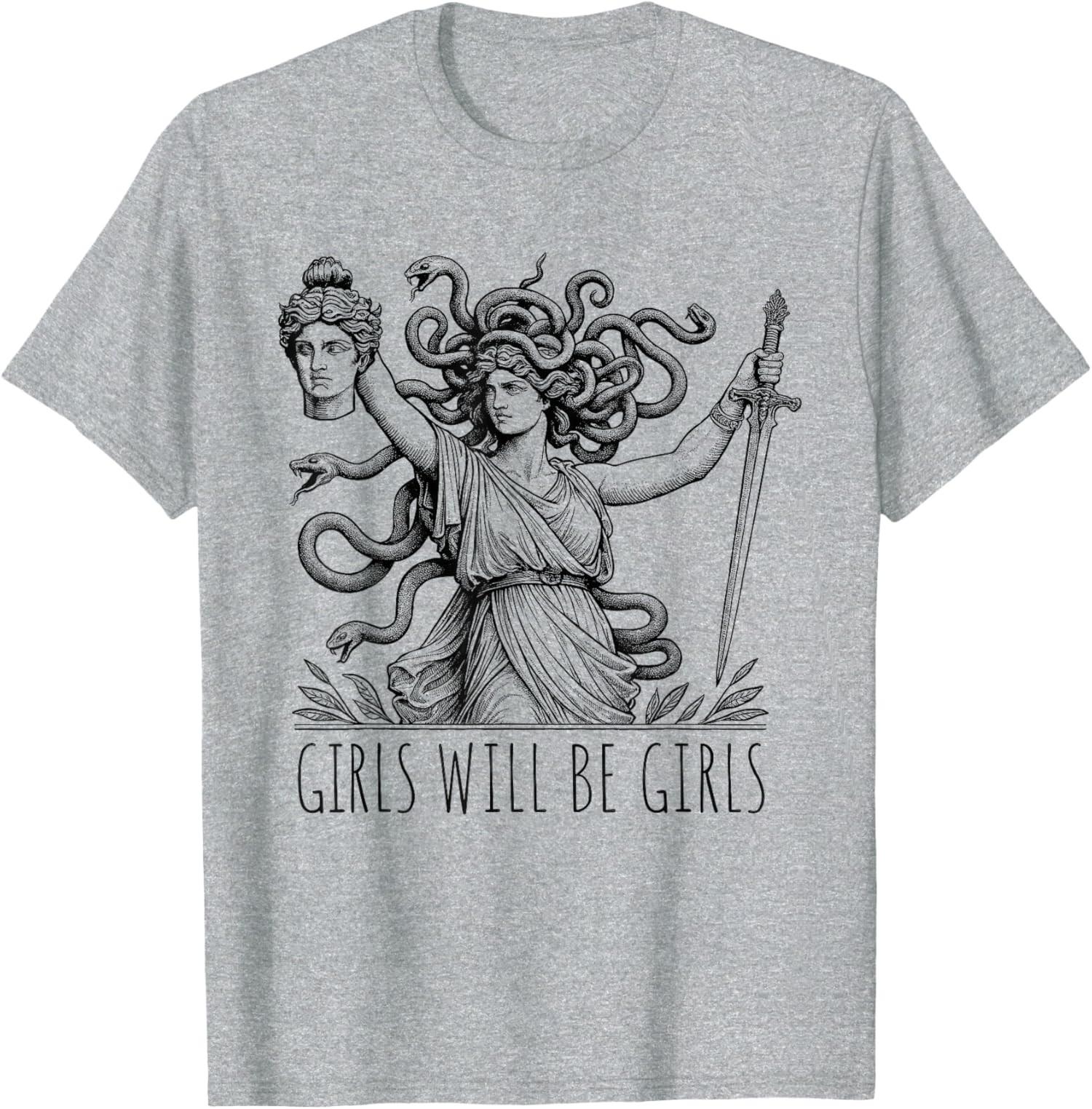 Retro Vintage Girl Will Be Girls Medusa Feminist Unisex T-Shirt S разноцветный