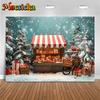 Mocsicka Christmas Background Winter Snow Xmas Tree Cake Cart Decoration Happy New Year Party Kid Photo Backdrop Birthday Banner