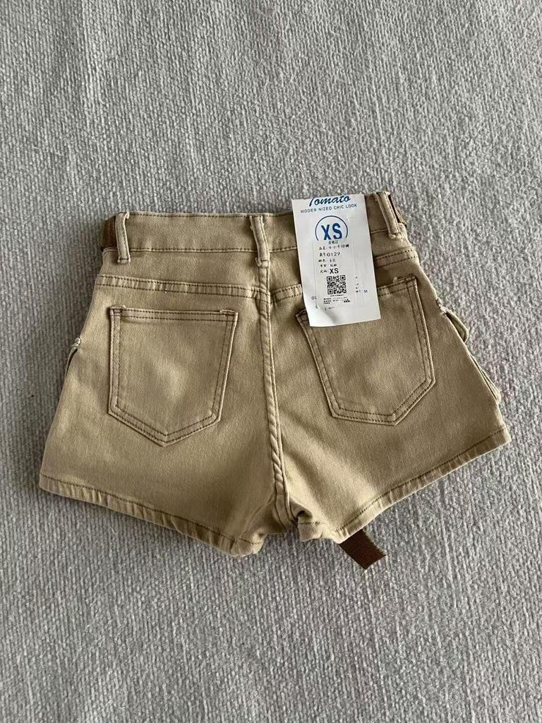 Women's Summer Khaki Denim Shorts - Retro, Loose, Slimming, Versatile, Small Size