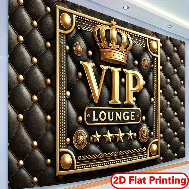 Sfondo VIP Lounge Nero Oro 2D Corona e Pelle Trapuntata Decorazione per Feste