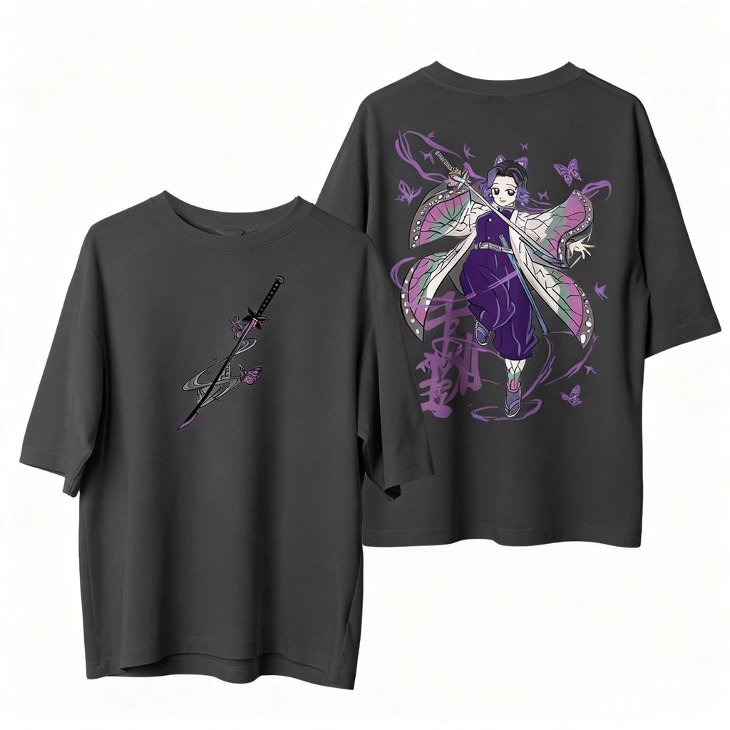 Demon Slayer Anime T Shirt Women Men Shinobu Kocho Graphic Print Oversized Cotton Tee 2026 Summer Kawaii Casual Streetwear Tops