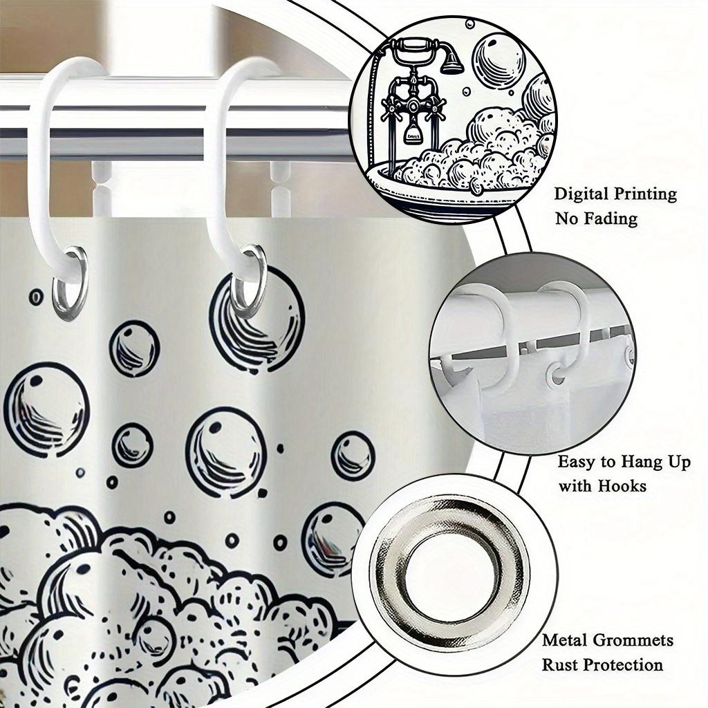 Vintage Clawfoot Bathtub Illustration Shower Curtain 1Pc With 12 Hooks For Bathroom Home Decor Polyester 70.8X70.8 Inch