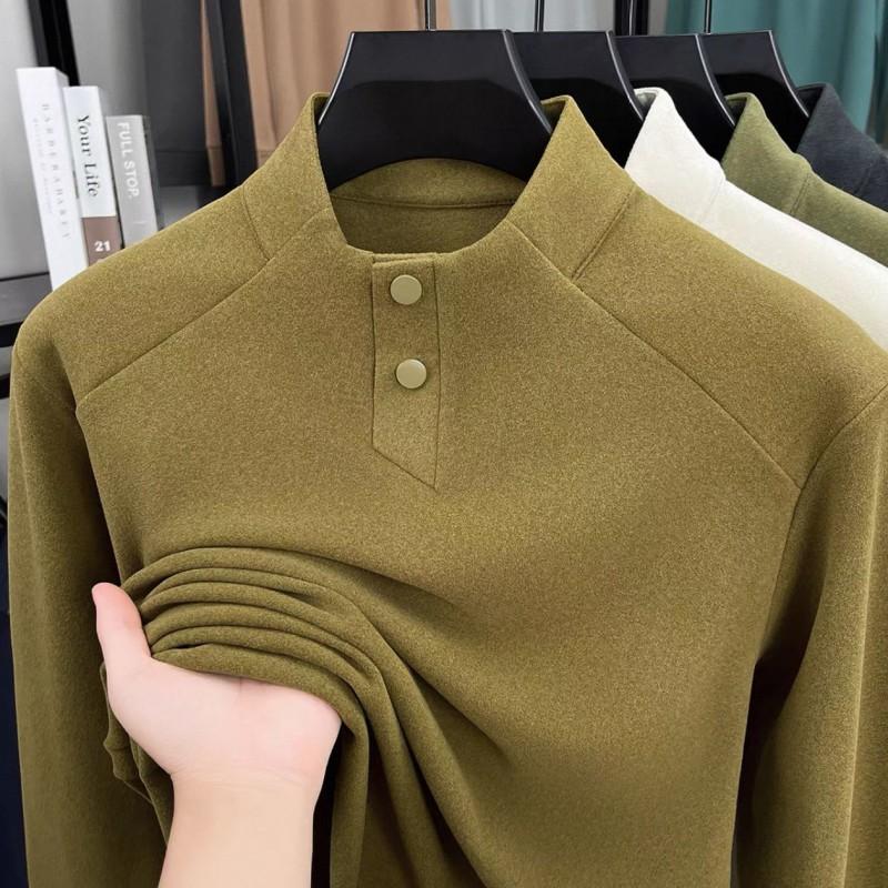 2026 Mens Casual Stand Collar Solid Color Long Sleeve Sweatshirt Versatile Trendy Top